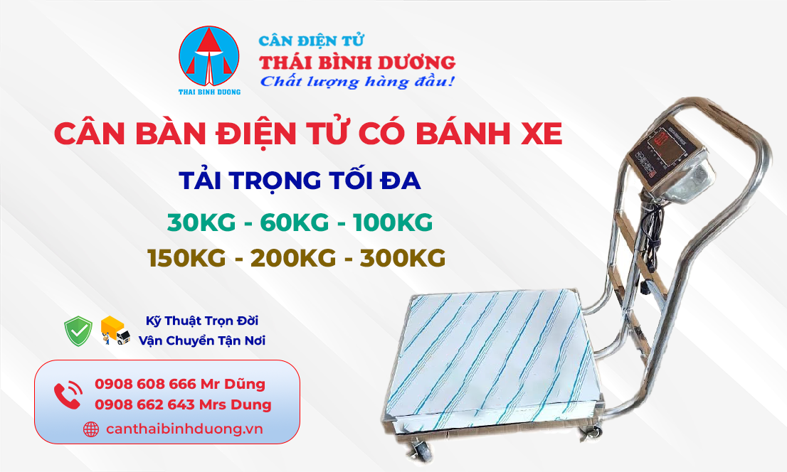 Cân Bàn Điện Tử Có Bánh Xe